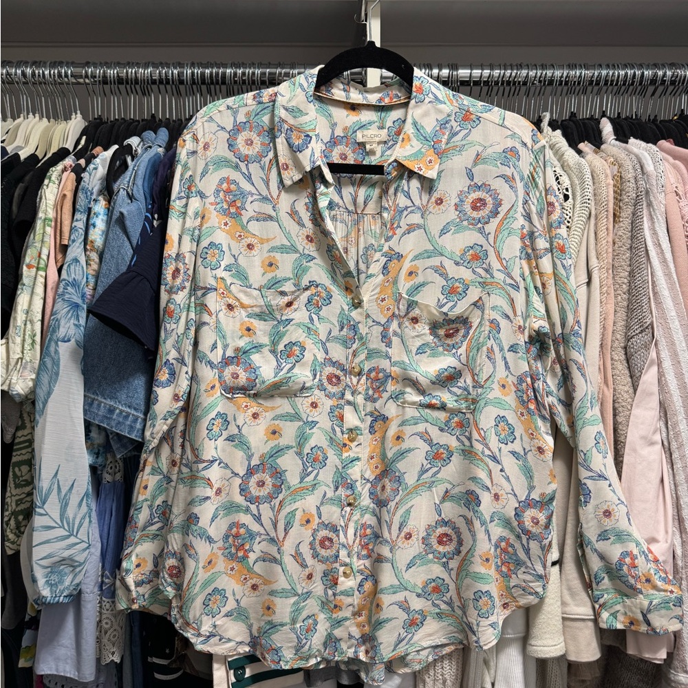 ✨2/$40✨ Pilcro Multicolor Floral Button Down Shirt